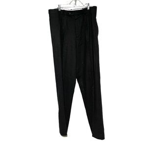 Mens Trust Black Linen Blend Pleated Trousers W34 X L34 With Button Closure